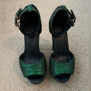 Papaya Green Embellished Heels